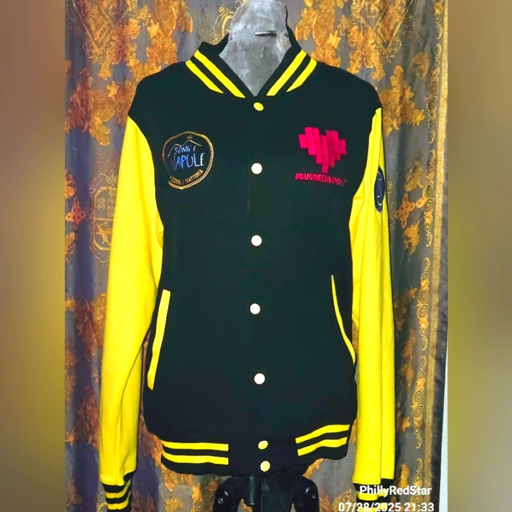 JUST HOODS CUSTOM Black and Yellow Varsity Jacket